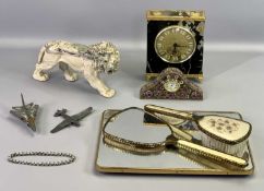 ECLECTIC PARCEL - to include Leonardo heavy marble based mantel clock, Slag glass style model
