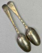 GEORGE II & GEORGE III HANOVERIAN PATTERN TABLESPOONS (2) - London 1731, Maker Richard Scarlett,