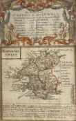 MINIATURE ANTIQUARIAN MAP - HAND COLOURED ENGRAVED OF PEMBROKESHIRE, reverse showing road routes