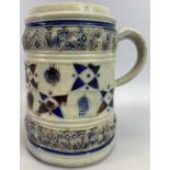 18TH CENTURY STYLE STONEWARE TANKARD, LARGE - 19cms tall