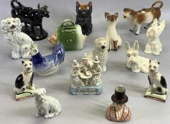 BESWICK TERRIER & LADYBIRD FIGURES (2), two cow creamers, small Staffordshire dogs and other