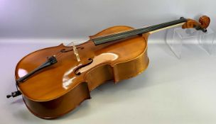 MUSICAL INSTRUMENT - Student Cello, with canvas case, overall L including foot 120cms, L of back