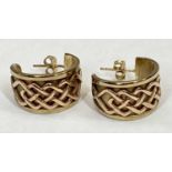 CLOGAU GOLD 9CT GOLD EARRINGS, A PAIR - Celtic knot design in original display box and outer box,