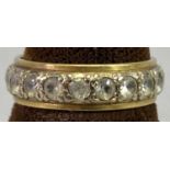 18CT YELLOW & WHITE GOLD PASTE SET ETERNITY RING - Size M, 4.7grms