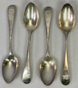 GEORGE III SILVER TABLESPOONS (4) - London 1791, Maker Thomas Northcote, 17cm lengths, 4.2ozt gross,