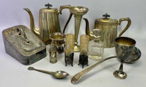 VICTORIAN & LATER SILVER, WHITE METAL & EPNS WARE - to include a pair of gilt decorated glass
