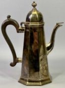 COFFEE POT - London 1904, Maker possibly Thomas Bradbury, segmented conical form with domed hinged