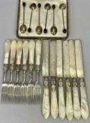 VICTORIAN & LATER CUTLERY GROUP - to include a mother of pearl handled fruit set of six knives and