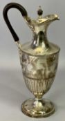 VICTORIAN SILVER CLARET JUG - London 1897, Maker William Hutton & Sons Ltd, ebonised handle and