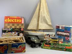 VINTAGE GAMES - including wooden building blocks, Tamiya XR311, R/C Hovercraft and yacht, ETC.