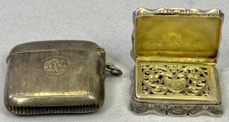 VICTORIAN & LATER SMALL SILVER, 2 ITEMS - to include a rectangular vinaigrette, 1855, Maker Thomas