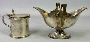 VICTORIAN & LATER LONDON SILVER, 2 ITEMS - to include a cylindrical mustard pot with thumb lift
