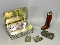 WHITE METAL BOXES & VINTAGE LIGHTERS GROUP - to include a rectangular electroplated lidded box for