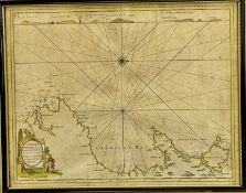 ANTIQUARIAN MAP/SEA CHART - of Cardigan Bay and the Coast of Wales - 'To Sir Clodisiley Shouell', 46
