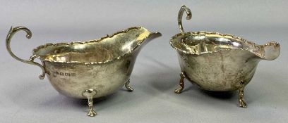 SILVER SAUCE BOATS, A PAIR - Birmingham 1939, Maker Adie Brothers Ltd, both have C scroll handles
