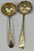 GEORGE III LONDON SILVER SUGAR SIFTER LADLES (2) - one dated 1788, Maker George Smith III and
