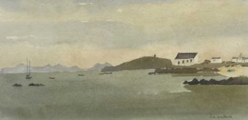 IOLA SPAFFORD watercolour - Rhoscolyn, signed, 18 x 37cms