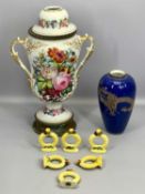 VICTORIAN & LATER DECORATIVE HOUSEHOLD GOODS - to include a floral hand painted porcelain lamp