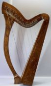 MUSICAL INSTRUMENT - Folk Harp, with a canvas case, 93cms H x 58cms