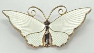 DAVID ANDERSEN NORWAY STERLING SILVER & ENAMEL BUTTERFLY BROOCH