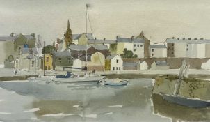 IOLA SPAFFORD watercolour - Caernarfon Harbour, signed, 20 x 35cms