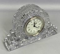 WATERFORD GLASS MANTEL CLOCK - a good size heavy example, 12.5 x 18 x 5cms
