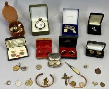 GENTLEMAN'S JEWELLERY & COLLECTABLES GROUP - various cased pairs and loose, gold tone and other