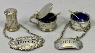 ASPREY LONDON & OTHER SMALL SILVER & WHITE METAL - to include a three piece condiment set, London