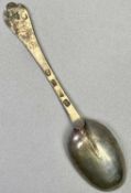 WILLIAM III SILVER TREFID SPOON - London 1699, Maker Lawrence Cole, beaded rat tail pattern with