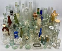 GLASSWARE - an assortment of vintage apothecary and other similar glass bottles, stoneware