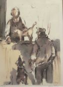 WILLIAM SELWYN limited edition print (27/300) - 'Sgwrsio' lady and gent chatting over a wall, signed