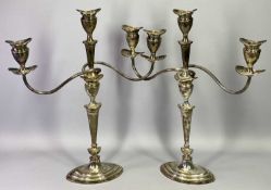 LONDON SILVER 3 LIGHT CANDLEABRA, A PAIR - dated 1900, Maker Thomas Bradbury & Sons, in classical