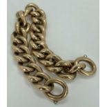 VINTAGE 9CT GOLD LARGE SIZE CURB LINK BRACELET - with no clasp or safety chain, hollow links, all