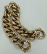 VINTAGE 9CT GOLD LARGE SIZE CURB LINK BRACELET - with no clasp or safety chain, hollow links, all