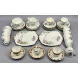 ADDERLEY FLORAL DECORATED TEA SERVICE - 27 pieces, ETC