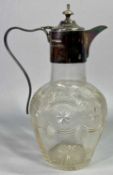 SHEFFIELD 1902 SILVER MOUNTED CUT GLASS CLARET JUG - Maker P Ashberry & Sons, 23.5cms overall H