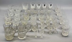 STUART CRYSTAL MIXED SUITE OF CUT GLASSWARE - to include tumblers, wine glasses, brandy balloons,