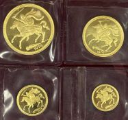 POPJOY MINT ISLE OF MAN 1974 LEGAL TENDER - 22ct gold proof set of four coins consisting of half