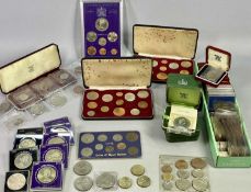 BRITISH COIN & COMMEMORATIVE CROWN COLLECTION - to include two cased sets of Last Sterling and First