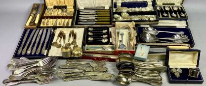CASED & LOOSE HALLMARKED SILVER & EPNS CUTLERY, ETC - to include 2 x hallmarked silver napkin rings,