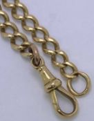 18CT GOLD NECK CHAIN - of flat curb links with swivel clip, 40cms L, 37grms