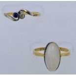 DRESS RINGS (2) - 18ct with tiny diamond and Amethyst crossover, Size N, 1.9grms, and a 9ct gold