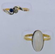 DRESS RINGS (2) - 18ct with tiny diamond and Amethyst crossover, Size N, 1.9grms, and a 9ct gold