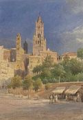 AXEL HAIGE watercolour - labelled and titled verso 'Palermo', continental market scene, signed in