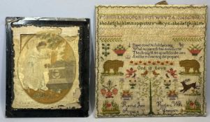 VICTORIAN WOOLWORK ALPHABET SAMPLER - with text, animals, flowers, birds and trees by Rachel Jane