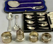 CASED & LOOSE HALLMARKED SILVER CUTLERY & OTHER TABLEWARE - a mixed quantity to include a cased pair
