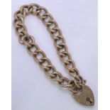 9CT GOLD CURB LINK BRACELET WITH PADLOCK CLASP - all links marked, approx 36cms L, 12.5grms