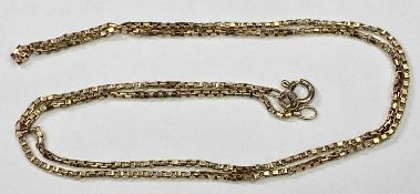 9CT GOLD BOX LINK NECKLACE - 53cms L open, 4.9grms