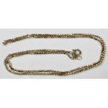 9CT GOLD BOX LINK NECKLACE - 53cms L open, 4.9grms