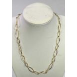 ITALIAN 18CT GOLD STAMPED '750' NECKLACE - of elliptical form links with lobster clasp, 44.5cms